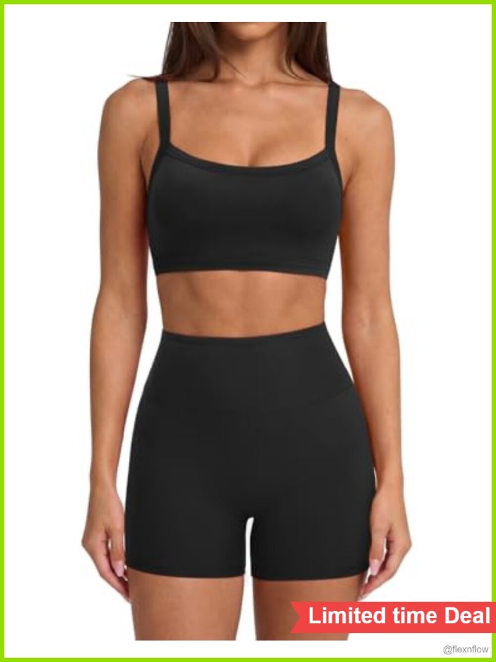 Padded Sports Bra with Removable Cups and High Waisted Biker Shorts Two Piece